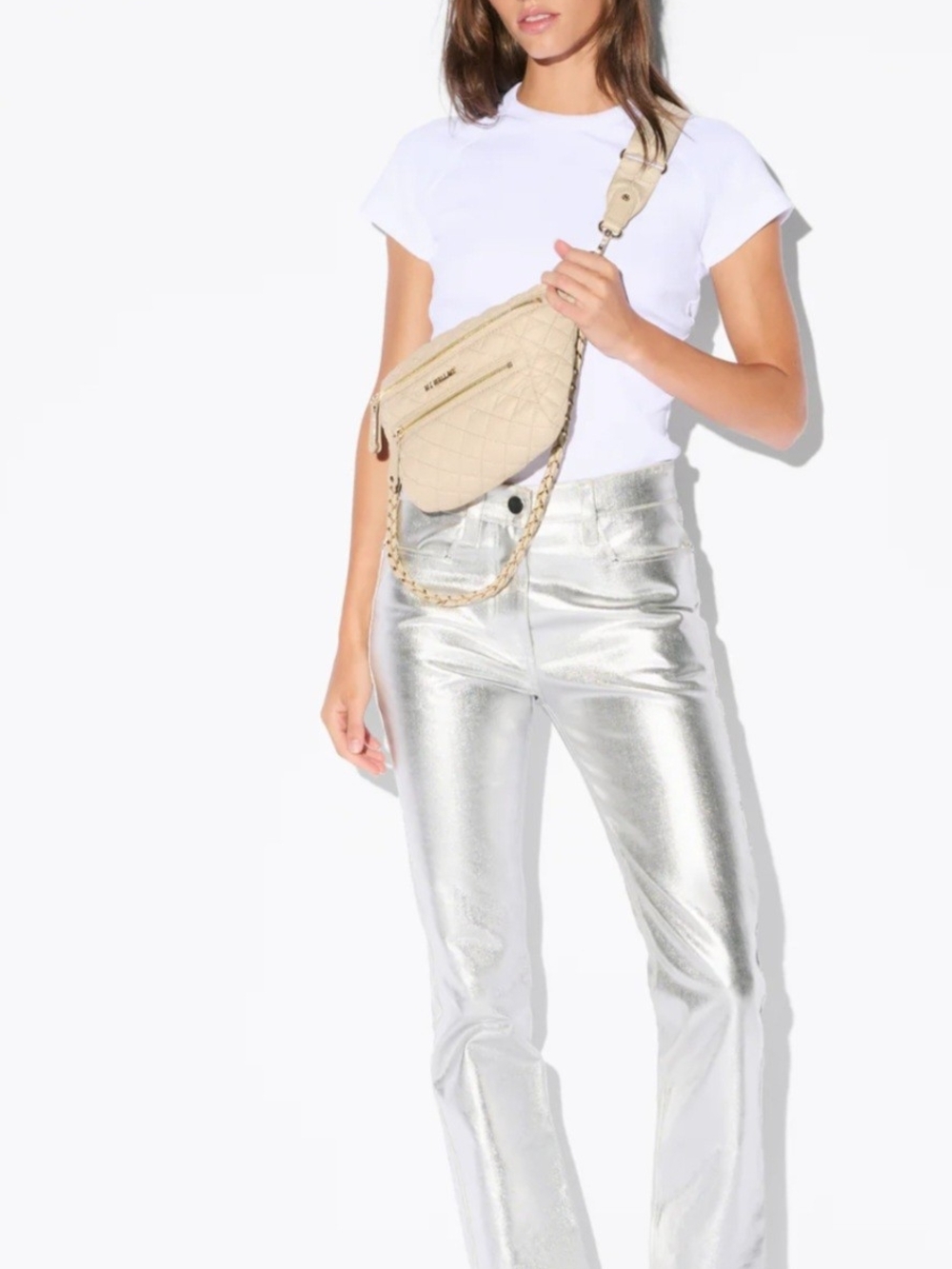 MZ Wallace Cream Quilted Crosby Crossbody Sling - Picture 4 of 13